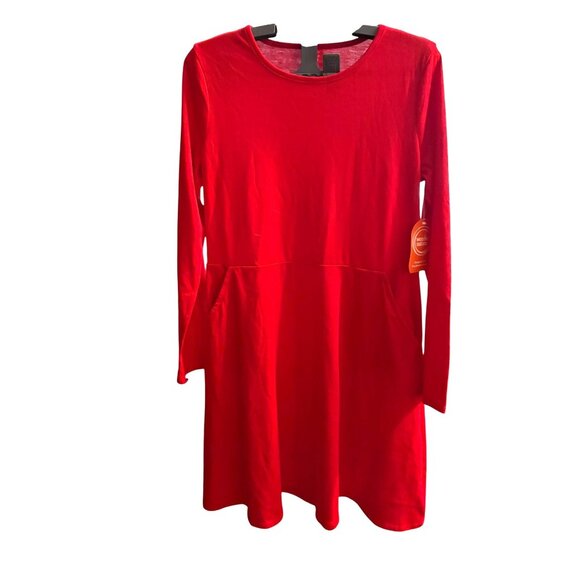 New! Youth / Girls XXL (18) Red Tunic / Dress with pockets & free scarf - Picture 2 of 4